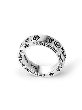 Chrome Hearts Silver Ring with Black Gothic Lettering